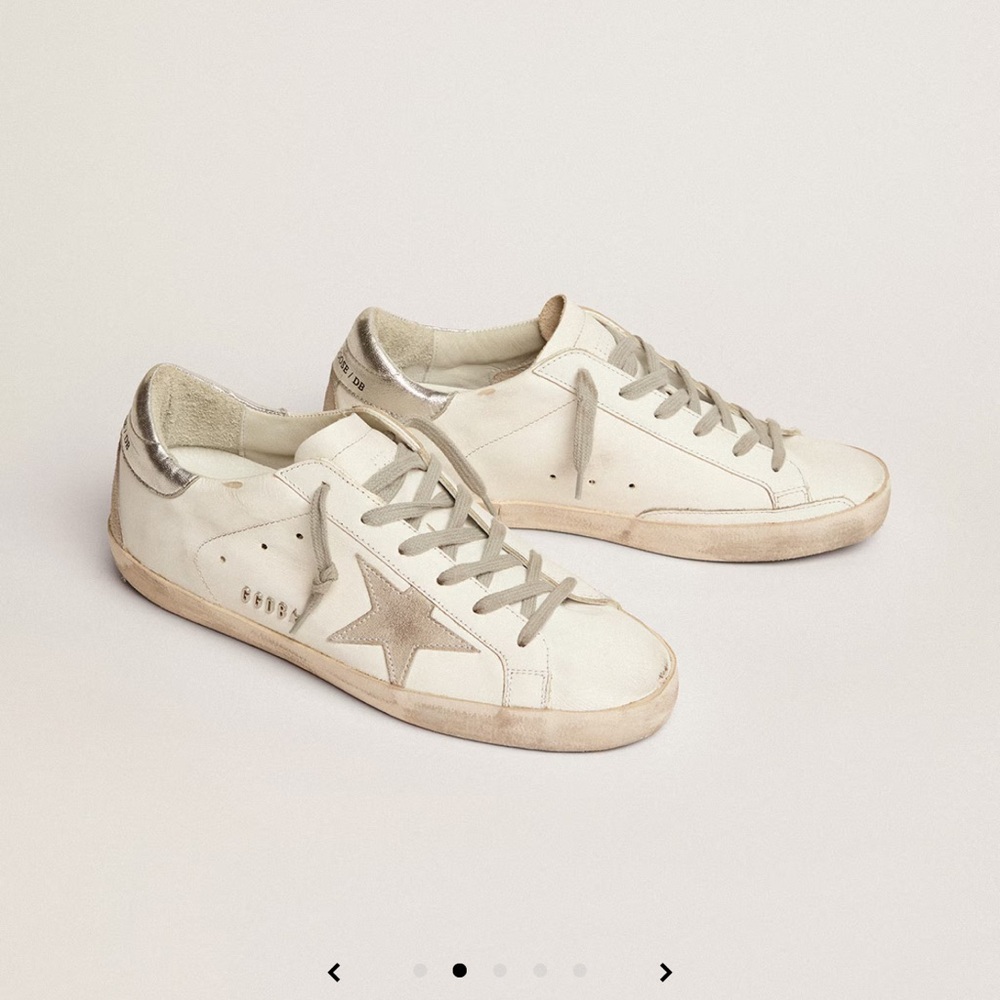 Women’s Super-Star with silver heel tab and metal stud lettering - size 39